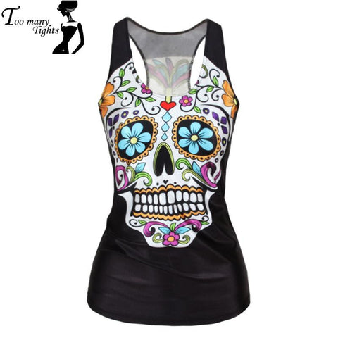 V9 women Floral sugar skull tank tops adventure time camisole HOT SALE t shirt