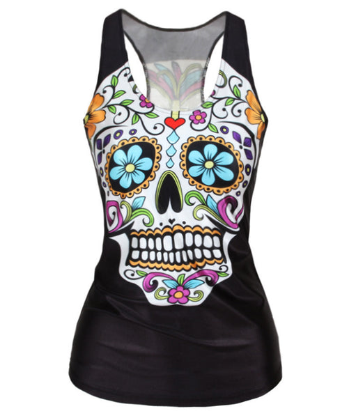 V9 women Floral sugar skull tank tops adventure time camisole HOT SALE t shirt