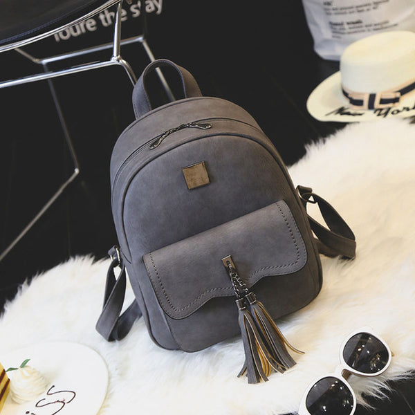 Toposhine 2017 Tassel Women Backpacks Fashion PU Leather Lady Backpacks High Quality Fashion Girls Backpack Cute School Bag 1588