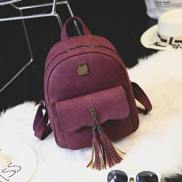 Toposhine 2017 Tassel Women Backpacks Fashion PU Leather Lady Backpacks High Quality Fashion Girls Backpack Cute School Bag 1588