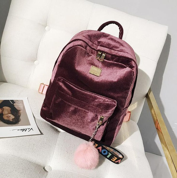 2018 Autumn Winter Backpack For Women Velour Schoolbag Daypack Shoulder Bags Fashion Brand Designed Female Backpack  LB544