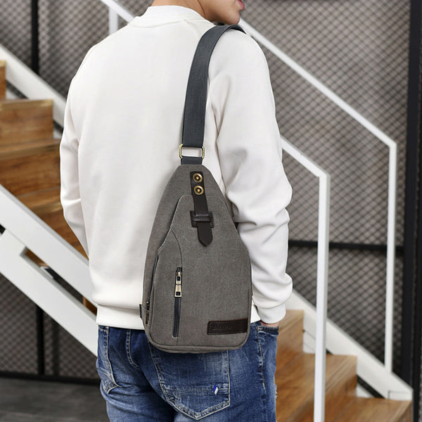 Men's Fashion Crossbody Bag Outdoor Multifunction Casual Chest Bag with USB