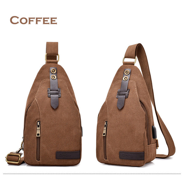 Men's Fashion Crossbody Bag Outdoor Multifunction Casual Chest Bag with USB