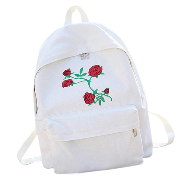 TRANSER Women Fashion Zipper High Quality Women Girls Embroidery Rose School Bag Girls Travel Laptop Backpack School Bag Aug21